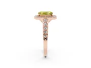 Emerald Cut Graduated Milgrain Halo Engagement Ring Setting for a Fancy Yellow Lab-Grown Diamond | Rose Gold