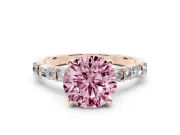 Round Baguette Side Stone Engagement Ring Setting for a Fancy Pink Lab-Grown Diamond | Rose Gold