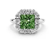 Princess Cut Halo Engagement Ring Setting for a Fancy Green Lab-Grown Diamond | Sterling Silver - Design NV-24726