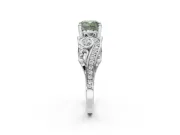 Cushion Cut Swirl Engagement Ring Setting for a Fancy Green Lab-Grown Diamond | Sterling Silver