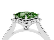 Princess Cut Halo Engagement Ring Setting for a Fancy Green Lab-Grown Diamond | Plain Polished Band | Sterling Silver