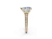 Pear-Shaped Vintage Three Stone Engagement Ring Setting for a Fancy Blue Lab-Grown Diamond | Yellow Gold