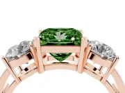Princess Cut Three Stone Engagement Ring Setting for a Fancy Green Lab-Grown Diamond | Wide Plain Band | Rose Gold