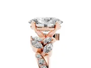 Oval Floral Engagement Ring Setting | Marquise Side Stones | Rose Gold
