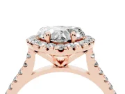Heart-Shaped Halo Engagement Ring Setting | Tapered Band | Rose Gold
