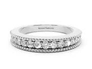 Round Diamond Channel Band Set in Platinum with Milgrain Edges