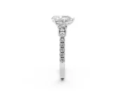 Pear-Shaped Three Stone Pavé Engagement Ring Setting | Round Side Stones | Platinum