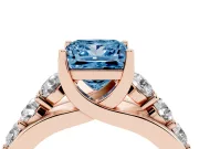Princess Cut Graduated Engagement Ring Setting for a Fancy Blue Lab-Grown Diamond | Rose Gold