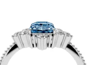 Emerald Cut Cluster Engagement Ring Setting for a Fancy Blue Lab-Grown Diamond | White Gold