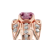 Asscher Cut Art Deco Engagement Ring Setting for a Fancy Pink Lab-Grown Diamond | Rose Gold