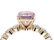 Radiant Cut Graduated Side Stone Engagement Ring Setting for a Fancy Pink Lab-Grown Diamond | Yellow Gold