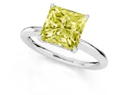 Princess Cut Hidden Halo Ring Setting for a Fancy Yellow Lab-Grown Diamond | White Gold