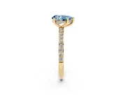 Pear-Shaped Hidden Halo Engagement Ring Setting for a Fancy Blue Lab-Grown Diamond | Yellow Gold