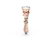 Radiant Cut Diamond Pavé Twist Band Solitaire Ring Set in Rose gold with Prong Setting