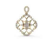 Round Lab-Grown Diamond Openwork Cluster Pendant Necklace | Quatrefoil Frame | Yellow Gold