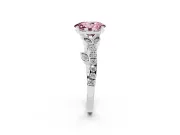 Oval Leaf Pavé Engagement Ring Setting for a Fancy Pink Lab-Grown Diamond | Platinum