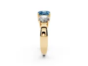 Asscher Cut Three Stone Engagement Ring Setting for a Fancy Blue Lab-Grown Diamond | Wide Plain Band | Yellow Gold