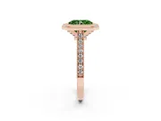 Radiant Cut Vintage Milgrain Halo Engagement Ring Setting for a Fancy Green Lab-Grown Diamond | Bezel Head | Rose Gold