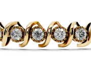 Round Lab-Grown Diamond Swirl Link Tennis Bracelet | Faceted Illusion Plates | Yellow Gold