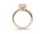 Asscher Cut Graduated Solitaire Engagement Ring Setting for a Fancy Pink Lab-Grown Diamond | Yellow Gold