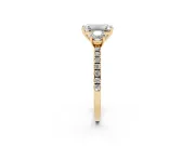 Emerald Cut Three Stone Engagement Ring Setting | Pave Shoulders | Yellow Gold