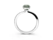 Radiant Cut Hidden Halo Engagement Ring Setting for a Fancy Green Lab-Grown Diamond | Pavé Band | White Gold
