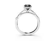 Fancy Black Cushion Cut Diamond Solitaire Set in Platinum with Side Baguettes and Channel Set Band