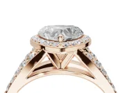 Heart-Shaped Halo Pavé Engagement Ring Setting | Narrow Split Shank | Rose Gold