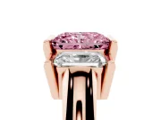 Radiant Cut Channel-Set Three Stone Engagement Ring Setting for a Fancy Pink Lab-Grown Diamond | Rose Gold