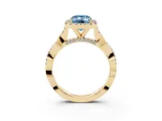 Emerald Cut Twist Halo Engagement Ring Setting for a Fancy Blue Lab-Grown Diamond | Yellow Gold