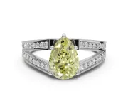 Pear-Shaped Split Shank Pavé Engagement Ring Setting for a Fancy Yellow Lab-Grown Diamond | Platinum