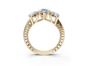 Pear-Shaped Vintage Three Stone Engagement Ring Setting for a Fancy Blue Lab-Grown Diamond | Yellow Gold