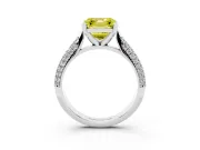 Asscher Cut Pavé Solitaire Engagement Ring Setting for a Fancy Yellow Lab-Grown Diamond | Multi-Row Shoulders | Platinum