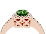 Radiant Cut Pave Halo Engagement Ring Setting for a Fancy Green Lab-Grown Diamond | Rose Gold