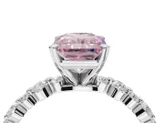 Radiant Cut Pavé Solitaire Engagement Ring Setting for a Fancy Pink Lab-Grown Diamond | Alternating Accents | White Gold