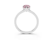 Fancy Pink Emerald Cut Diamond Solitaire Ring Set in Silver with Polished Tapered Band and Prong Setting