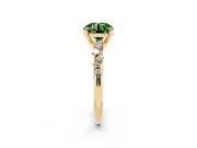 Round Graduated Accent Engagement Ring Setting for a Fancy Green Lab-Grown Diamond | Yellow Gold