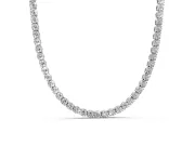 Round Lab-Grown Diamond Single Row Tennis Necklace | Prong Set | Sterling Silver