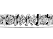 Round Lab-Grown Diamond Spiral Tennis Bracelet | Curved S-Links | Sterling Silver