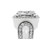 Radiant Cut Milgrain Halo Engagement Ring Setting | Open Loop Shoulders | Sterling Silver
