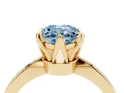 Oval Tapered Solitaire Engagement Ring Setting for a Fancy Blue Lab-Grown Diamond | Claw Prong Head | Yellow Gold
