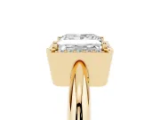 Princess Cut Halo Engagement Ring Setting | Plain Tapered Band | Yellow Gold