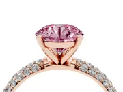 Round Domed Pavé Engagement Ring Setting for a Fancy Pink Lab-Grown Diamond | Rose Gold