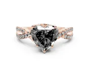 Heart-Shaped Twisted Pavé Engagement Ring Setting for a Black Center | Split Shank | Rose Gold