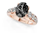 Oval Graduated Engagement Ring Setting for a Black Center | Rose Gold