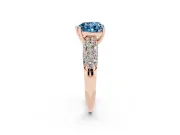 Heart-Shaped Multi Row Pave Engagement Ring Setting for a Fancy Blue Lab-Grown Diamond | Rose Gold