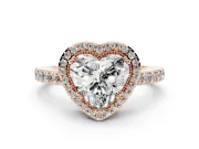 Heart-Shaped Vintage Halo Pavé Engagement Ring Setting | Milgrain Border | Rose Gold