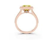 Asscher Cut Vintage Milgrain Halo Engagement Ring Setting for a Fancy Yellow Lab-Grown Diamond | Bezel Head | Rose Gold