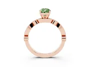 Fancy Green Pear Cut Diamond Solitaire Engagement Ring Set in Rose gold with Milgrain Bezel Accent Band