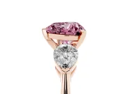Heart-Shaped 3-Stone Engagement Ring Setting for a Fancy Pink Lab-Grown Diamond | Rose Gold